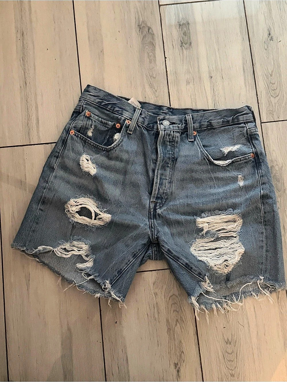 Levi's 501 Distressed Denim Shorts Waist 31